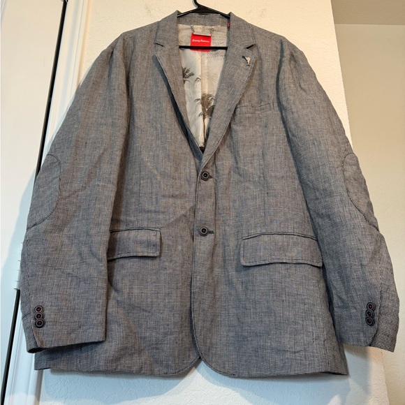Tommy Bahama Linen Blazer Houndstooth Sport Coat Black White Mens Size XL - Picture 3 of 10